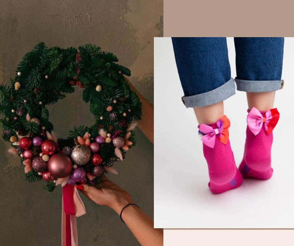 Предзаказ Подарочный набор носков Spadiora и розовый рождественский венок 