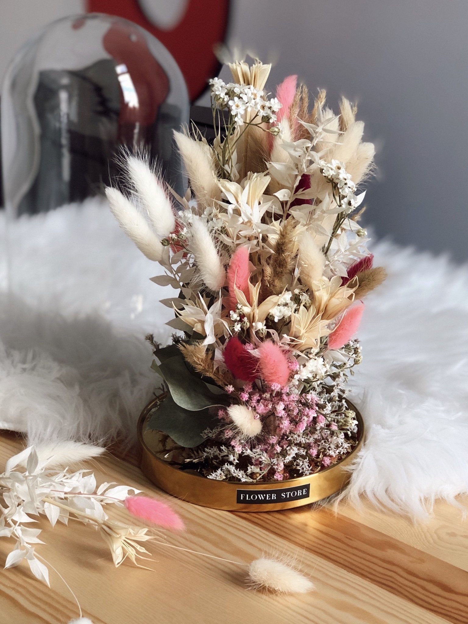 Suszona kompozycja w szkle - kwiaty Flower Store Warszawa