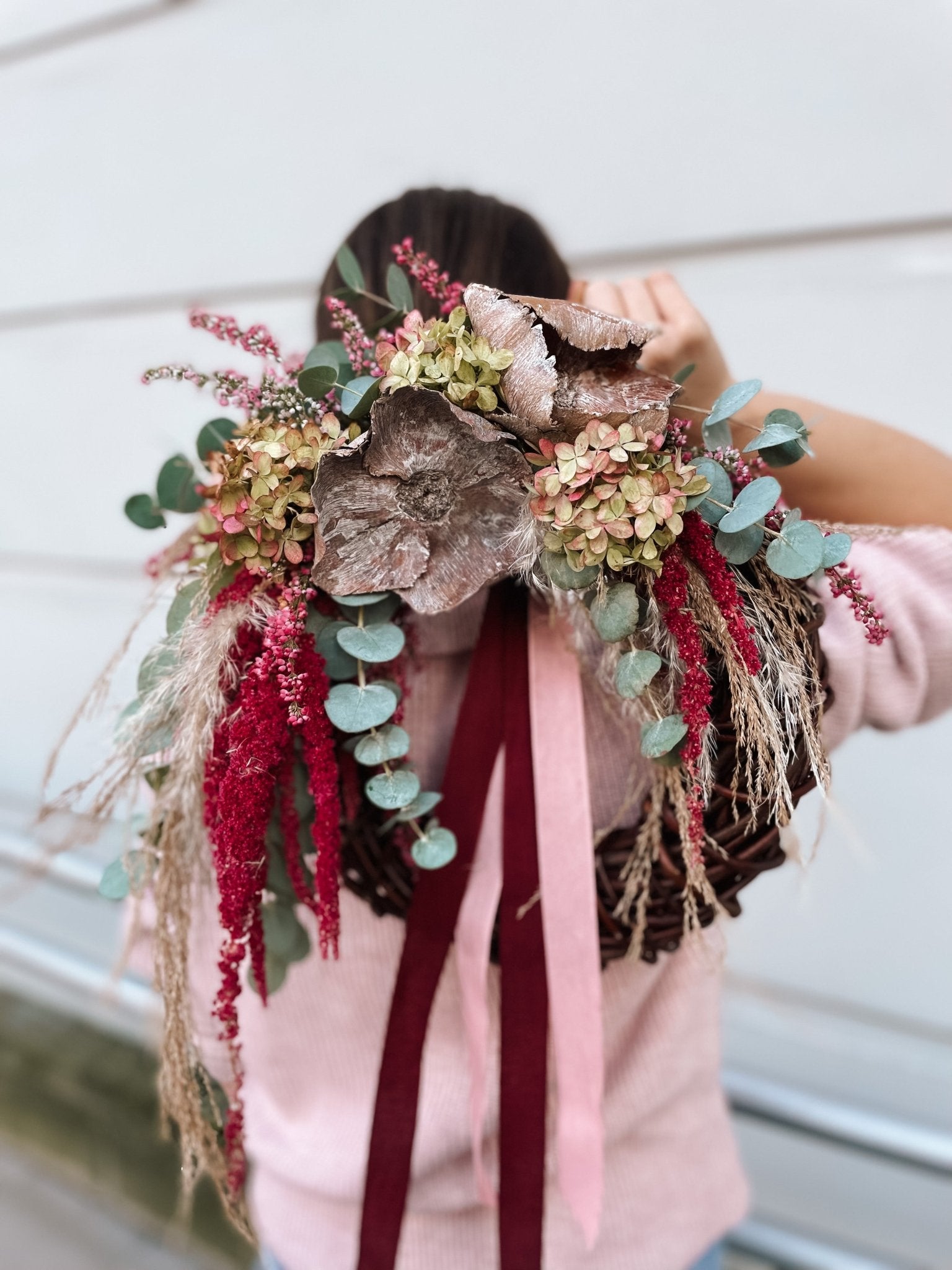 Szarłatna jesień - Wianek na drzwi - kwiaty Flower Store Warszawa