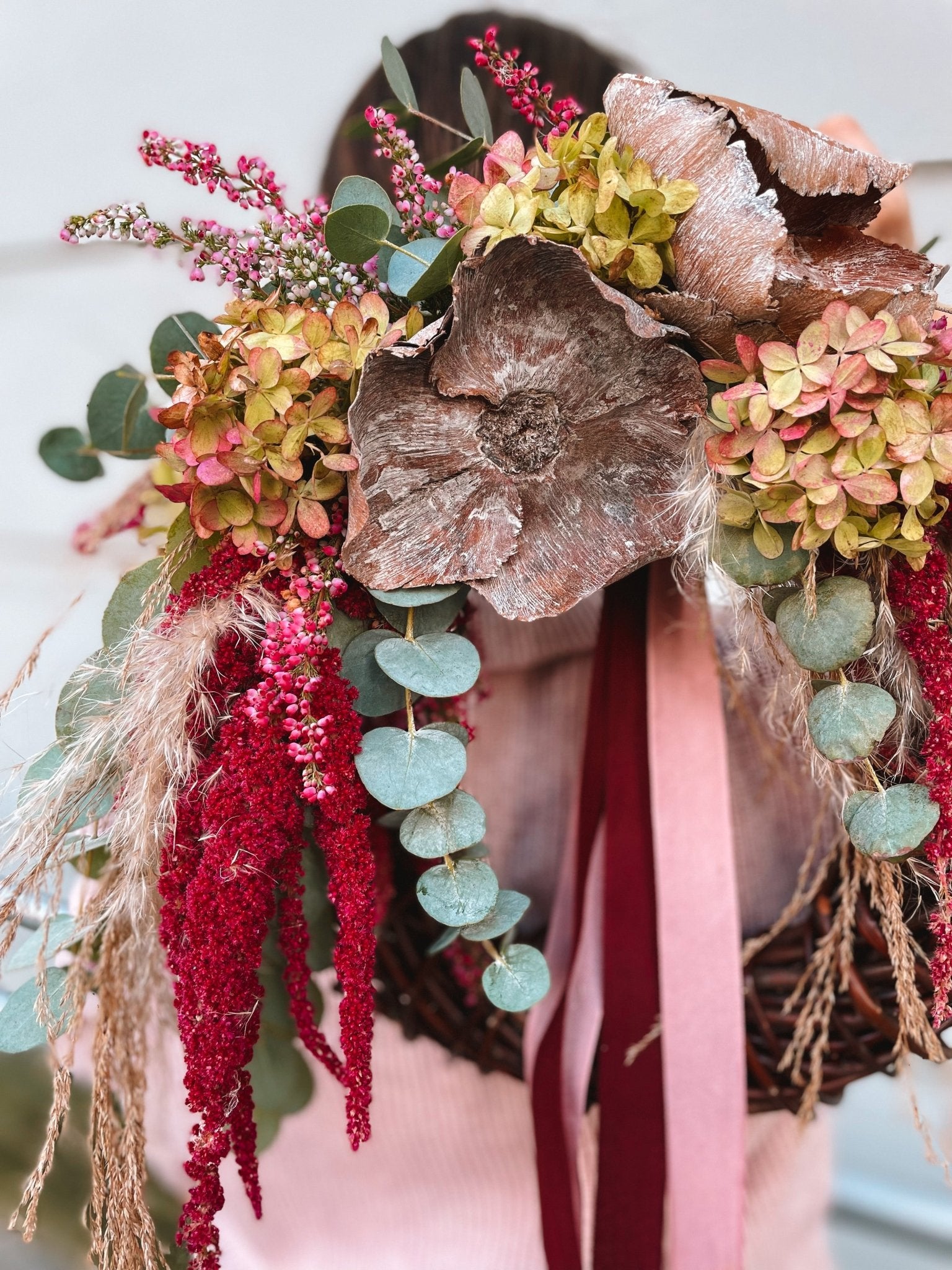 Szarłatna jesień - Wianek na drzwi - kwiaty Flower Store Warszawa