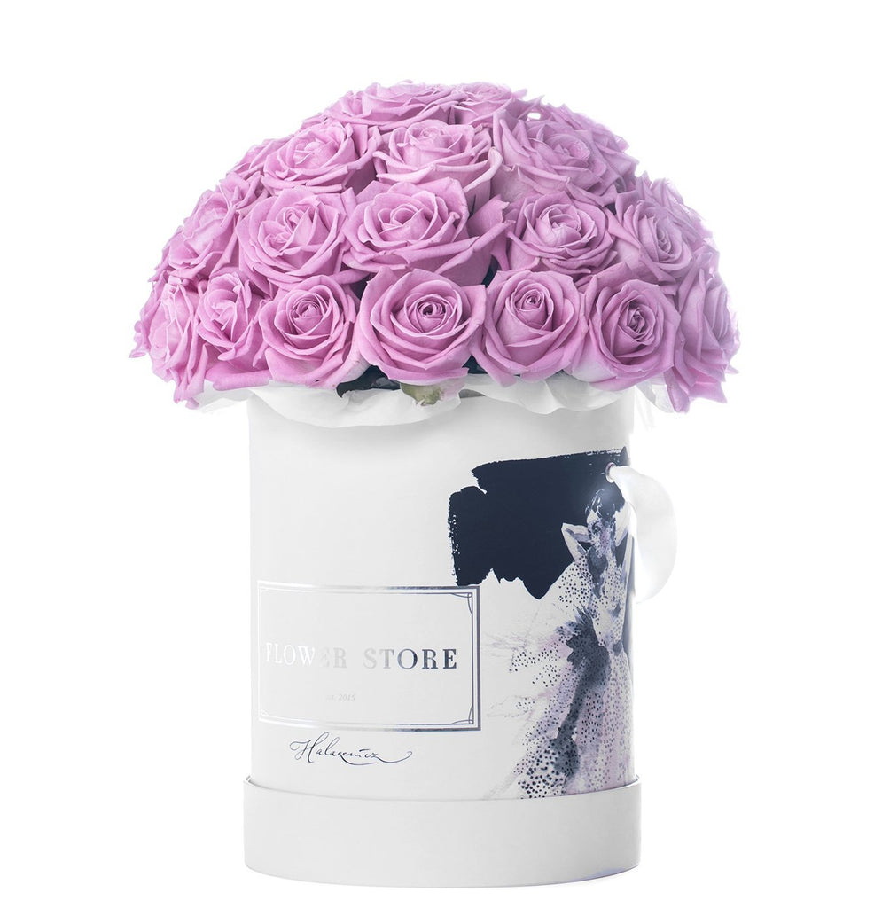White Bride Lady z różowymi różami - kwiaty żywe