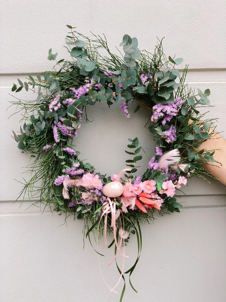 Wianek na drzwi - Eucaliptus i Jajo - kwiaty Flower Store Warszawa