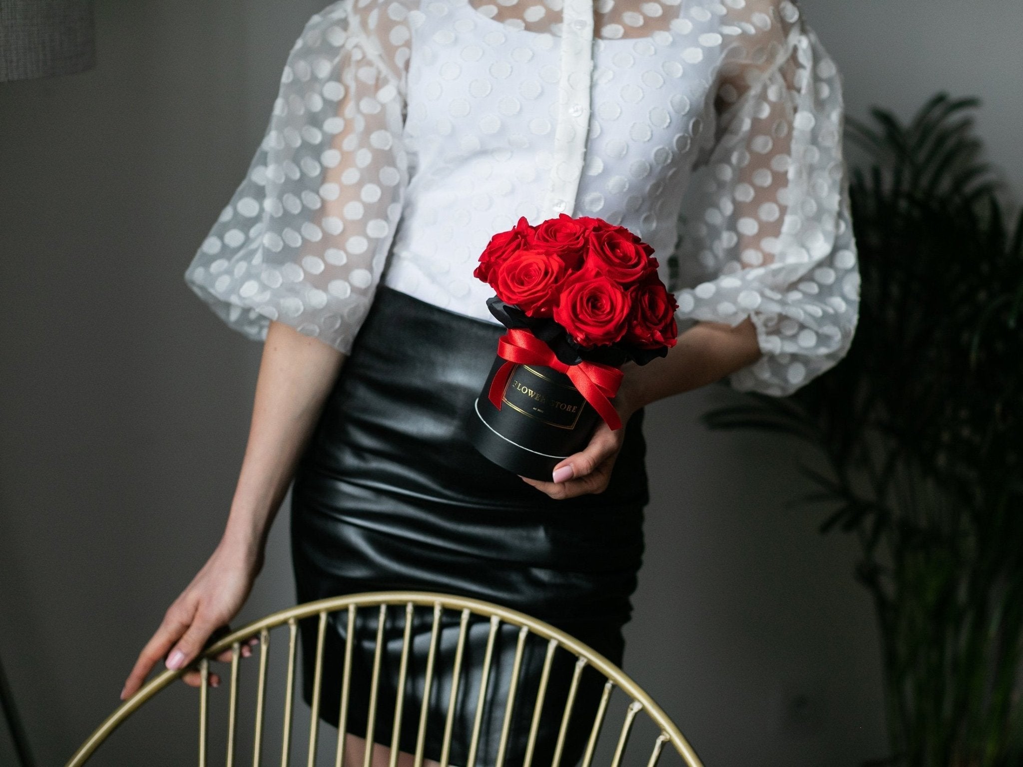 Wieczne Róże Czerwone w Czarnym Boxie - wszystkie rozmiary - kwiaty Flower Store Warszawa