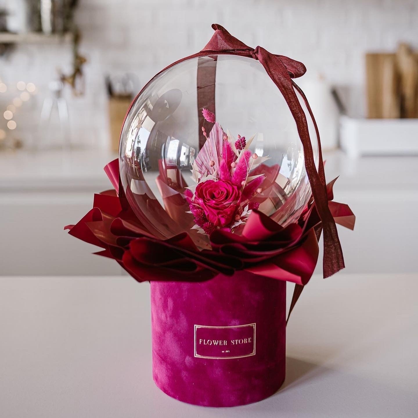 Wieczne Róże w Flokowanym Flowerboxie - kwiaty Flower Store Warszawa